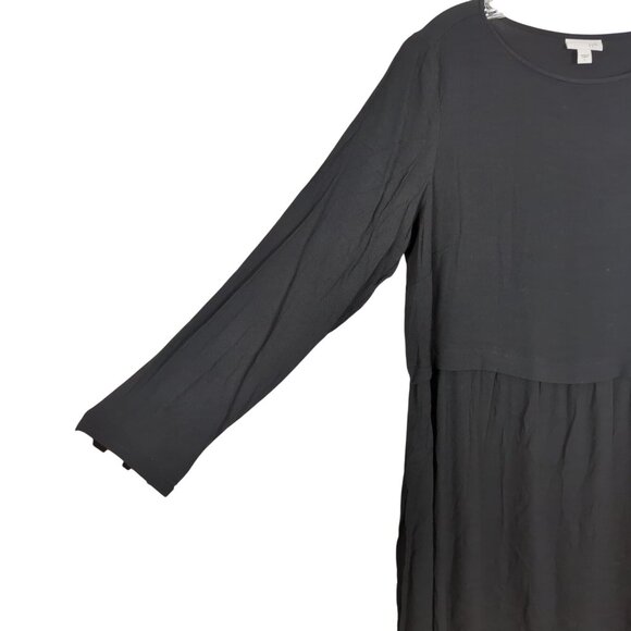 J. Jill long sleeve top Rayon Peplum Black pullover side slits‎ size L - Picture 3 of 14